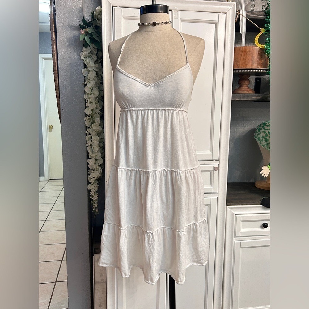 Vintage Halter Blouse Dress Size Large White Y2K LEI Summer boho - Picture 8 of 9